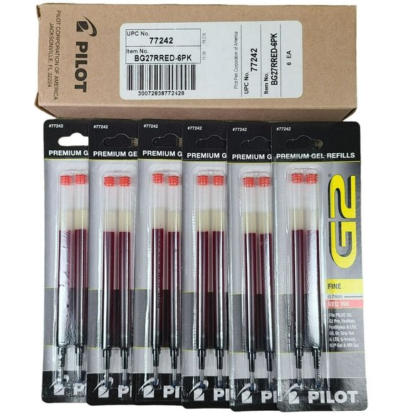 Pilot Other - Pilot 77242 G2 Refills, 0.7mm Fine Point, Red Gel Ink, 6 Packs of 2 Refills